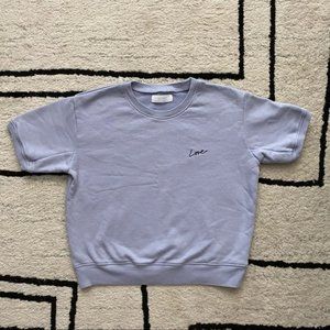 OAK + FORT Lavender Love Short Sleeve Sweatshirt